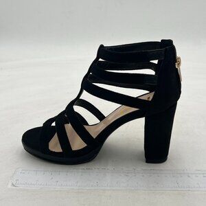 FSJ Women Chunky Mid High Heel Sandals Open Toe T-Strap Pumps Cutout Dress P